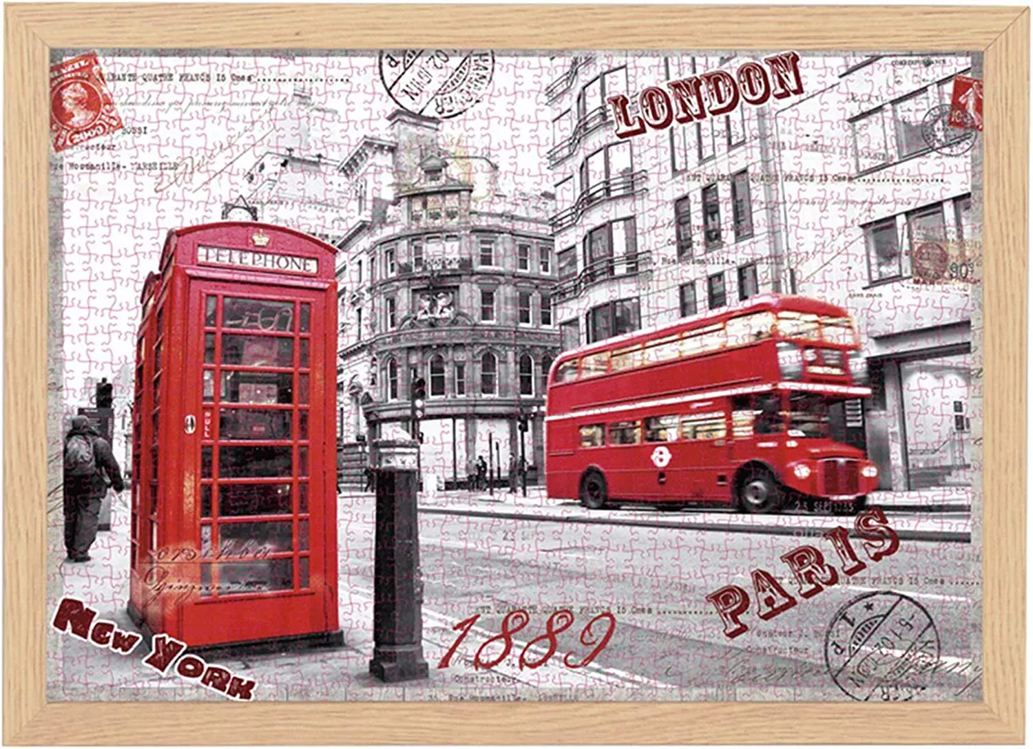 1000-Piece Jigsaw Puzzle for Adults - London Impression Red Bus Telephone Booth Theme