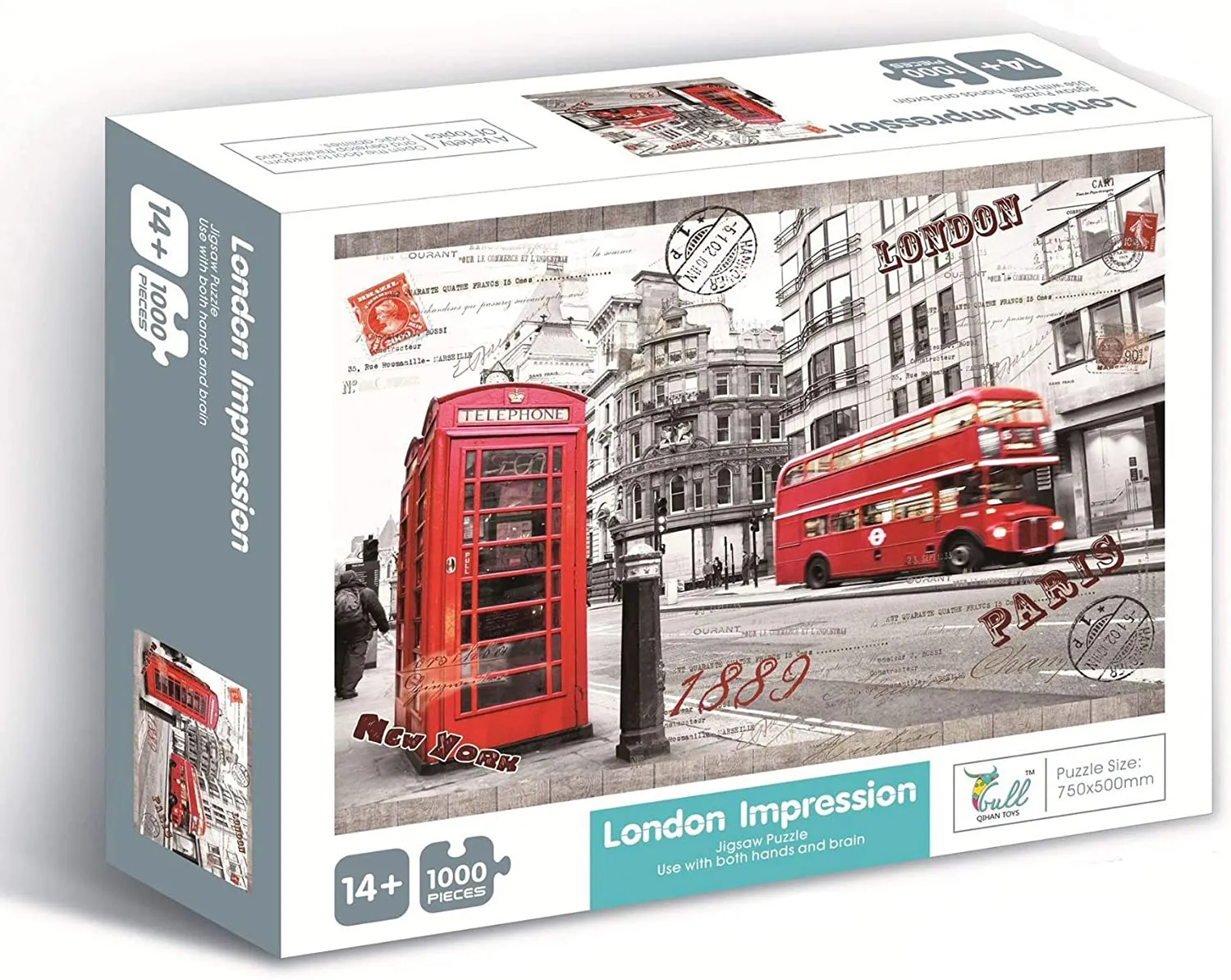 1000-Piece Jigsaw Puzzle for Adults - London Impression Red Bus Telephone Booth Theme
