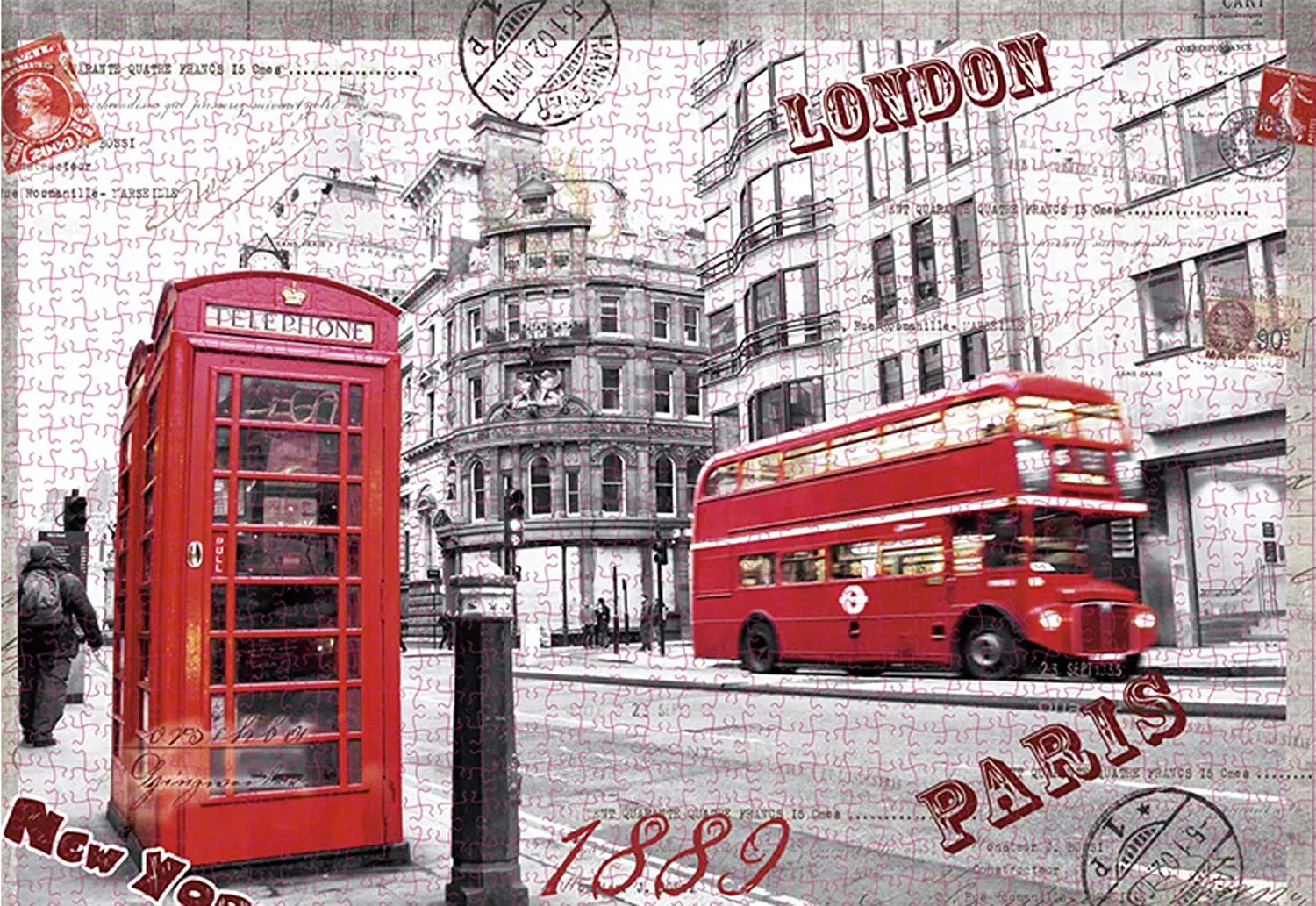 1000-Piece Jigsaw Puzzle for Adults - London Impression Red Bus Telephone Booth Theme