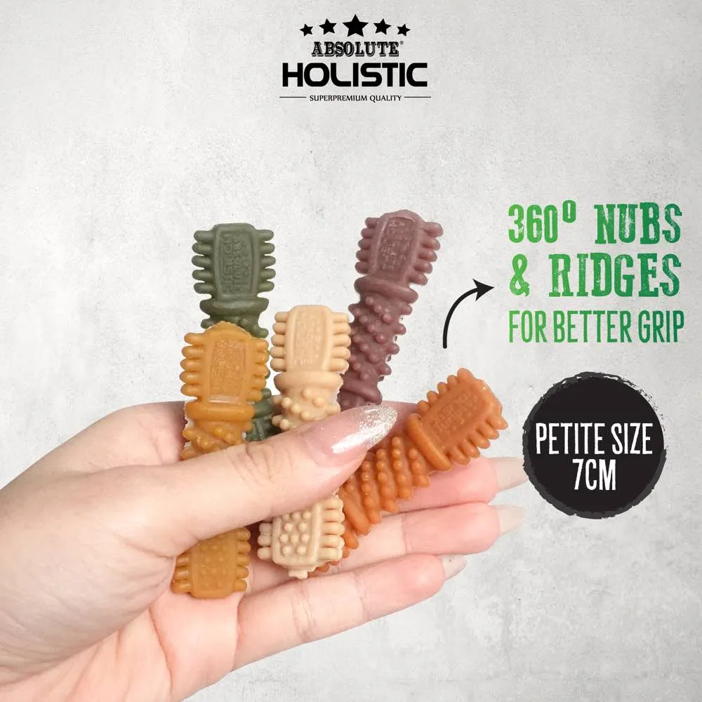 2 FOR $12.80: Absolute Holistic Boost Pumpkin Petite Grain-Free Dental Dog Chews 160g