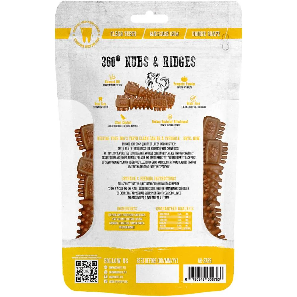 2 FOR $12.80: Absolute Holistic Boost Pumpkin Petite Grain-Free Dental Dog Chews 160g
