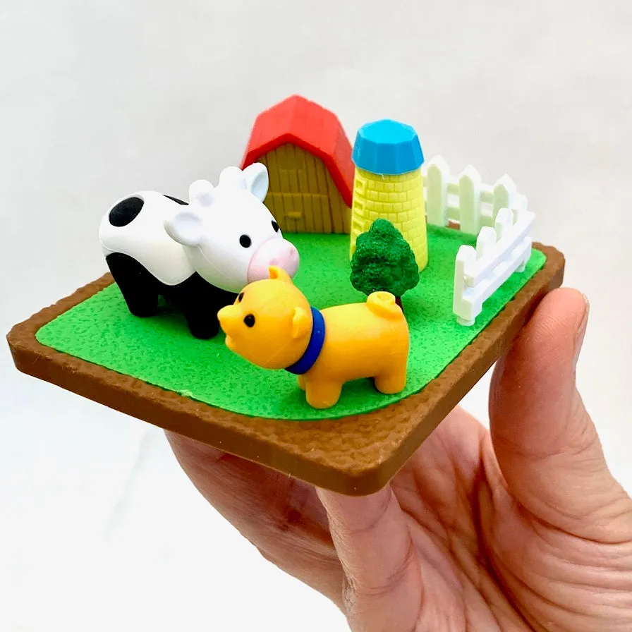 38322 IWAKO FARM ANIMALS ERASER CARD-10 CARDS