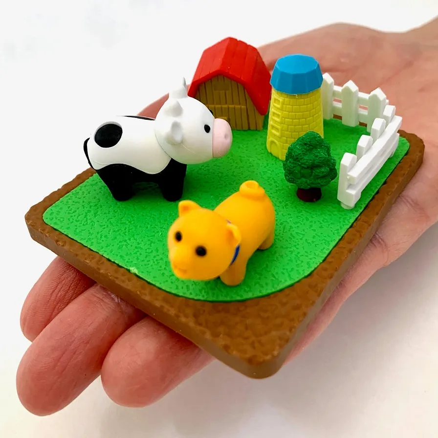 38322 IWAKO FARM ANIMALS ERASER CARD-10 CARDS