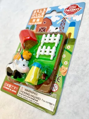 38322 IWAKO FARM ANIMALS ERASER CARD-10 CARDS