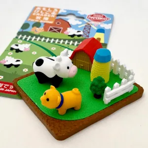 383221 IWAKO FARM ANIMALS ERASER CARD-SINGLE