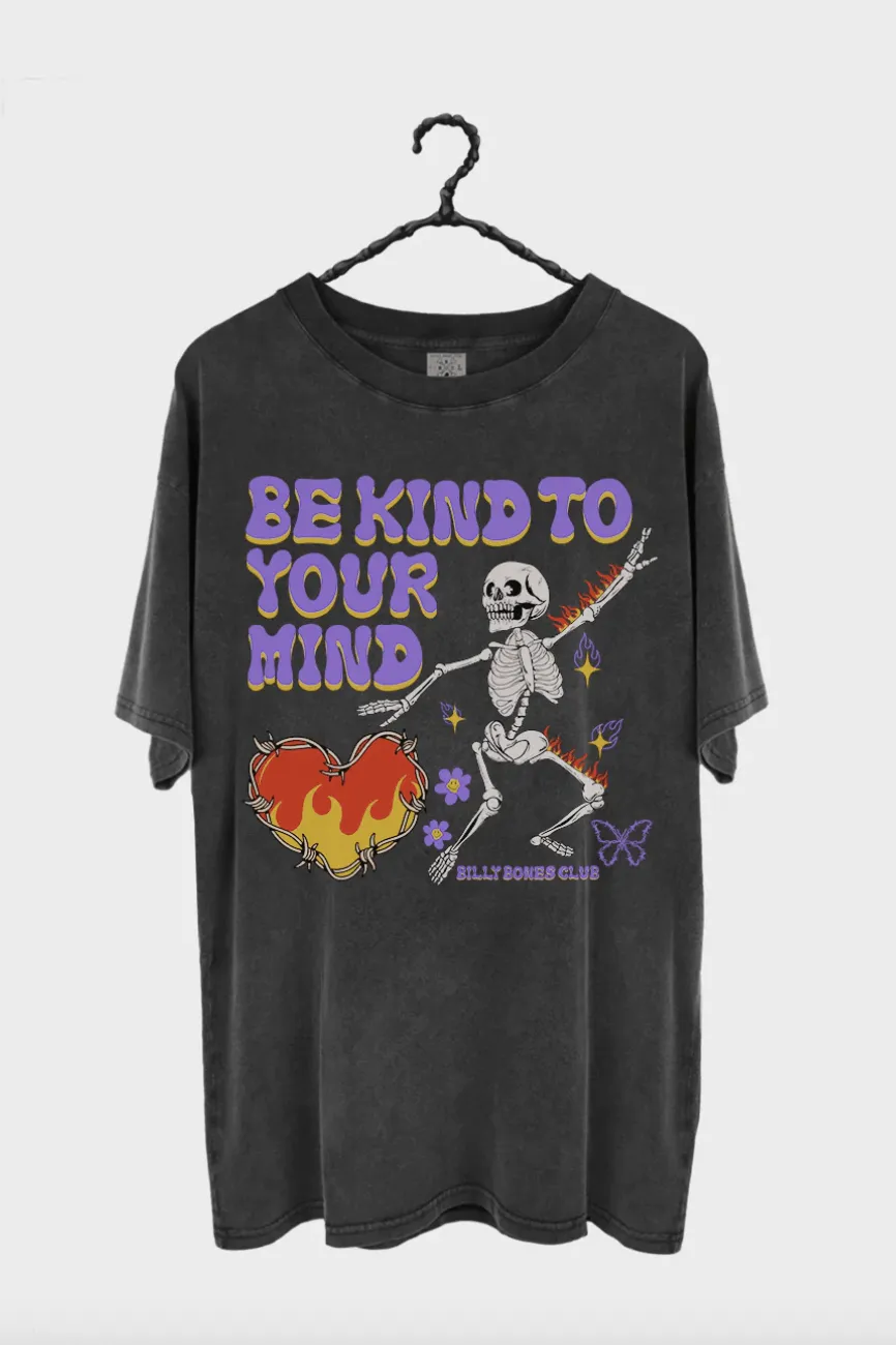 BILLY BONES CLUB BE KIND TO YOUR MIND TEE - WASHED BLACK
