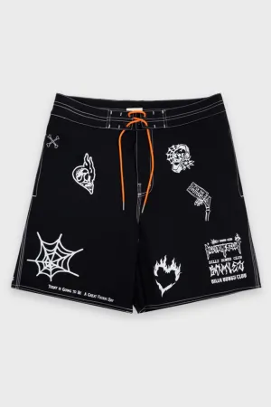 BILLY BONES CLUB ONE DAY AT A TIME BOARD SHORTS - BLACK