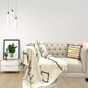 Bohemian Diamond Tree Cotton Tufted Bedding Throw Blanket