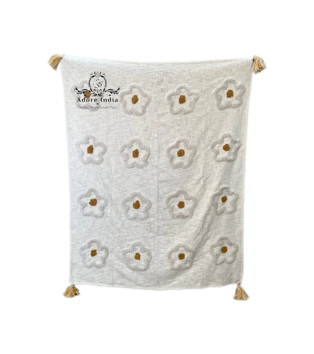 Bohemian Flower Cotton Bedding Throw Blanket-1