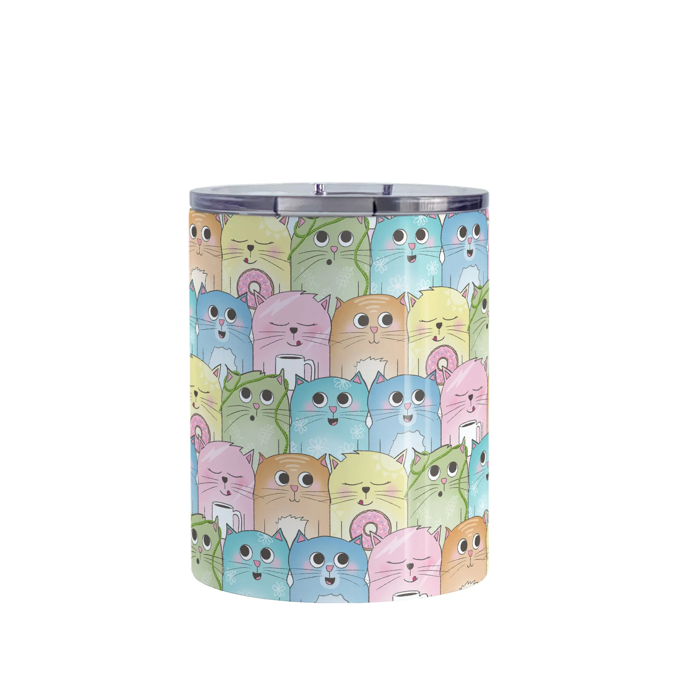 Colorful Cat Stack Pattern Tumbler Cup
