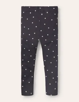 Fun Cosy Leggings-Starboard Blue Ivory Stars
