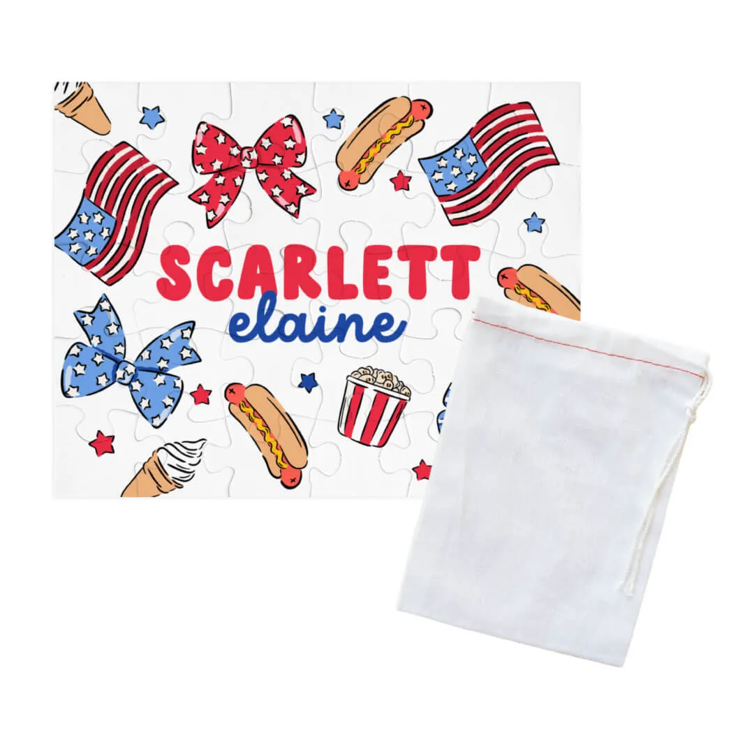 Kids Personalized 30 Piece Puzzle | Party In The USA Bows