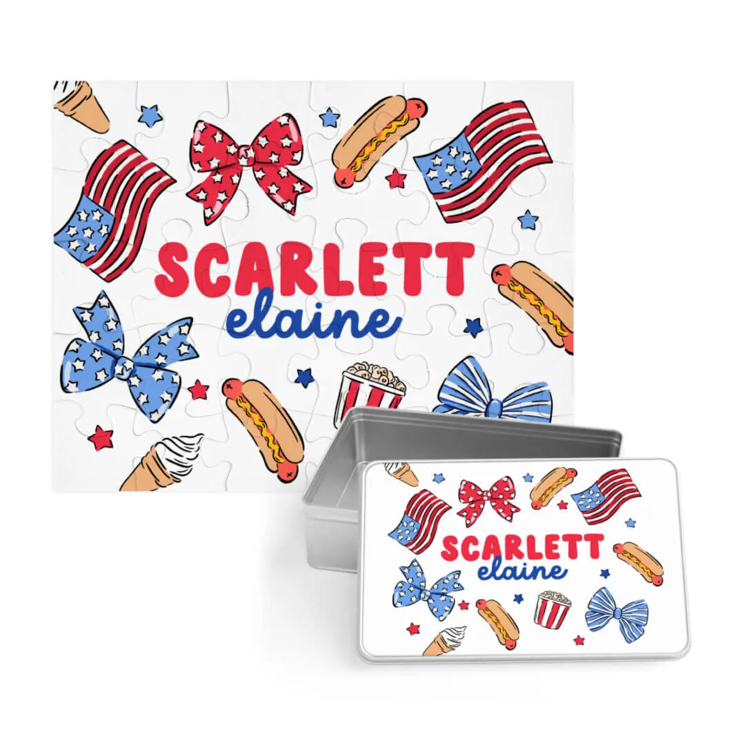Kids Personalized 30 Piece Puzzle | Party In The USA Bows