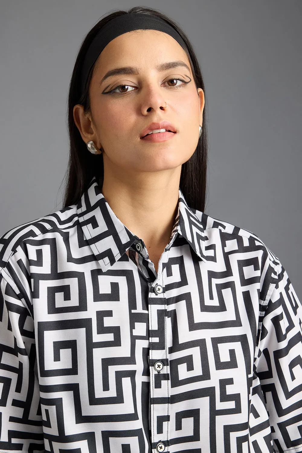 Maze Printed Women's Resort Shirt