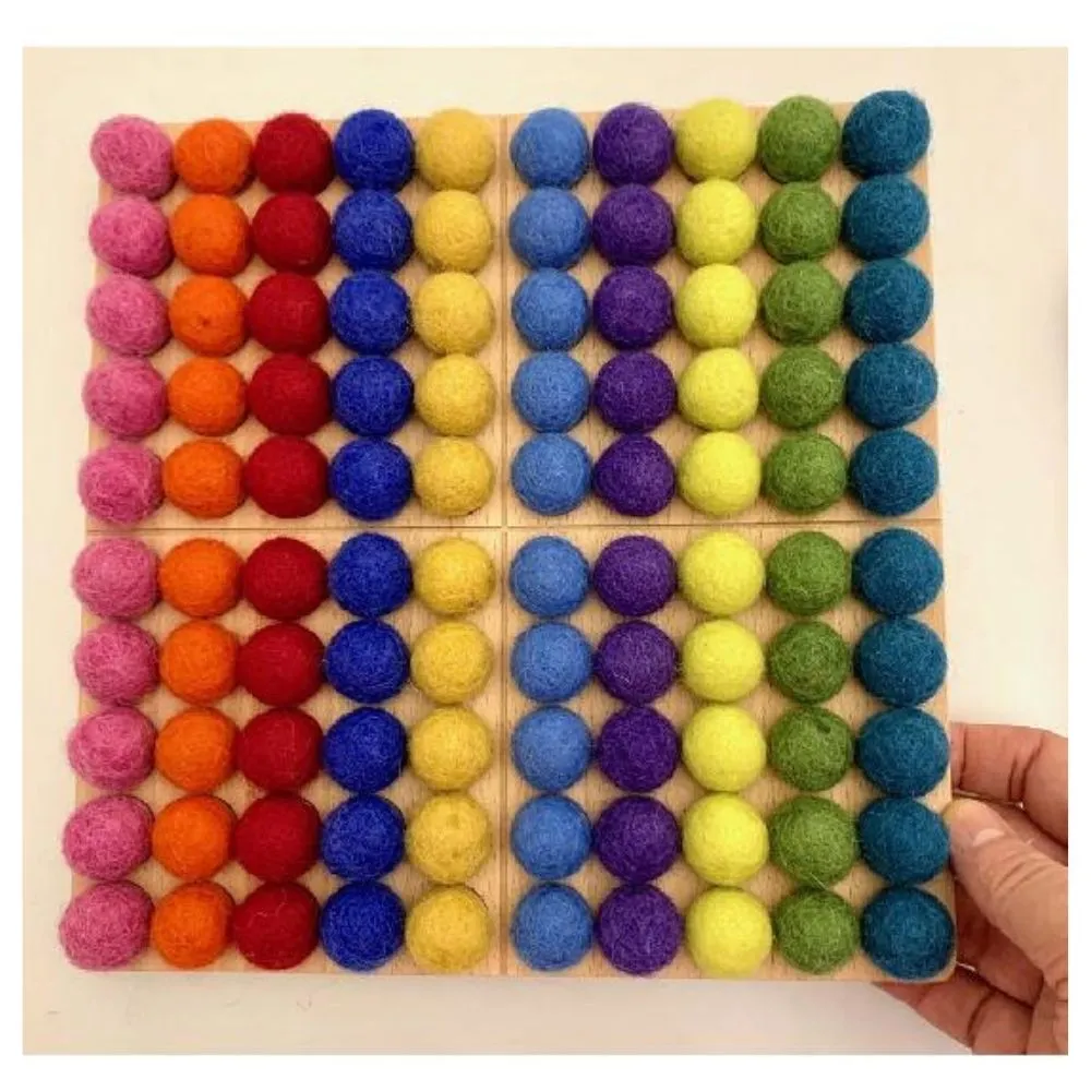 Papoose Hundreds Board with Bright Felt Balls, 2cm