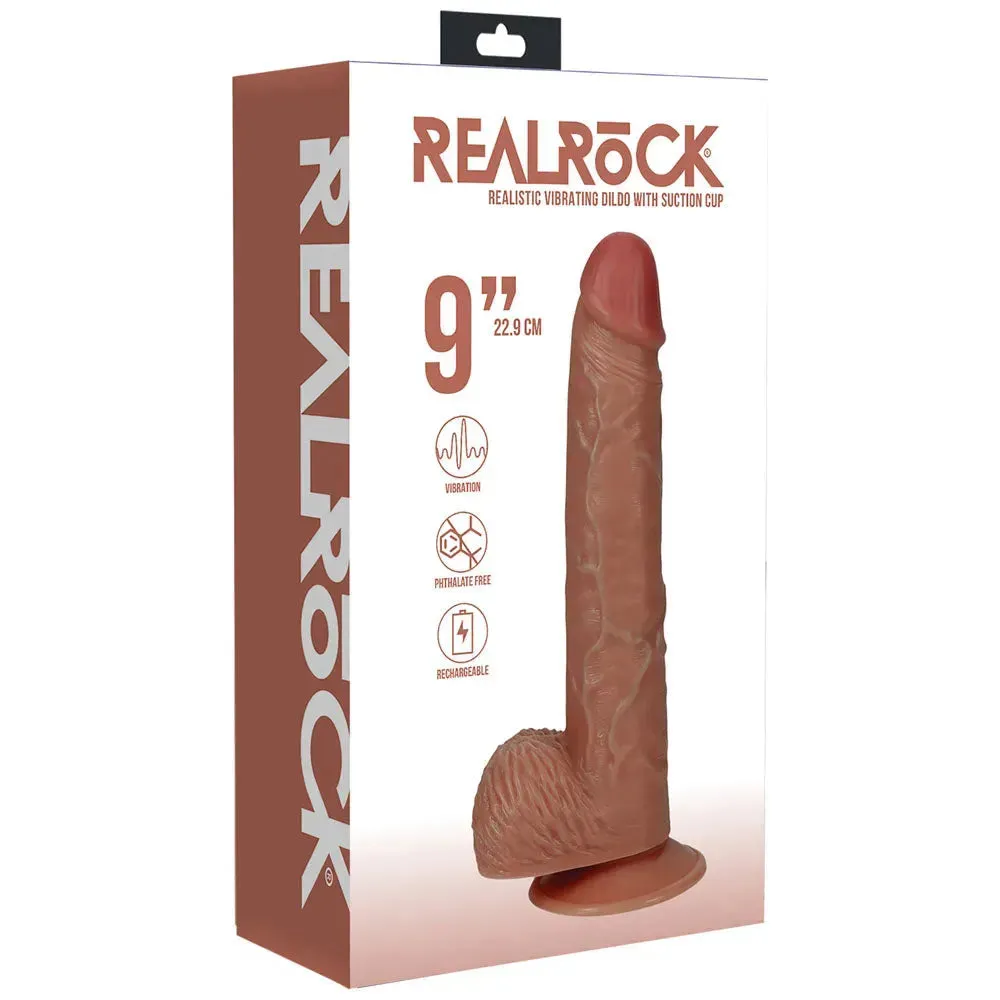 REALROCK 23cm Vibrating Cock   Balls - Tan