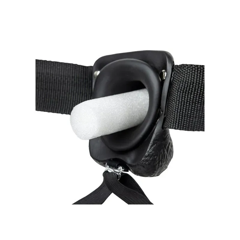 REALROCK Vibrating Hollow Strapon   Balls - 18cm  -  18 cm Vibrating Hollow Strap-On