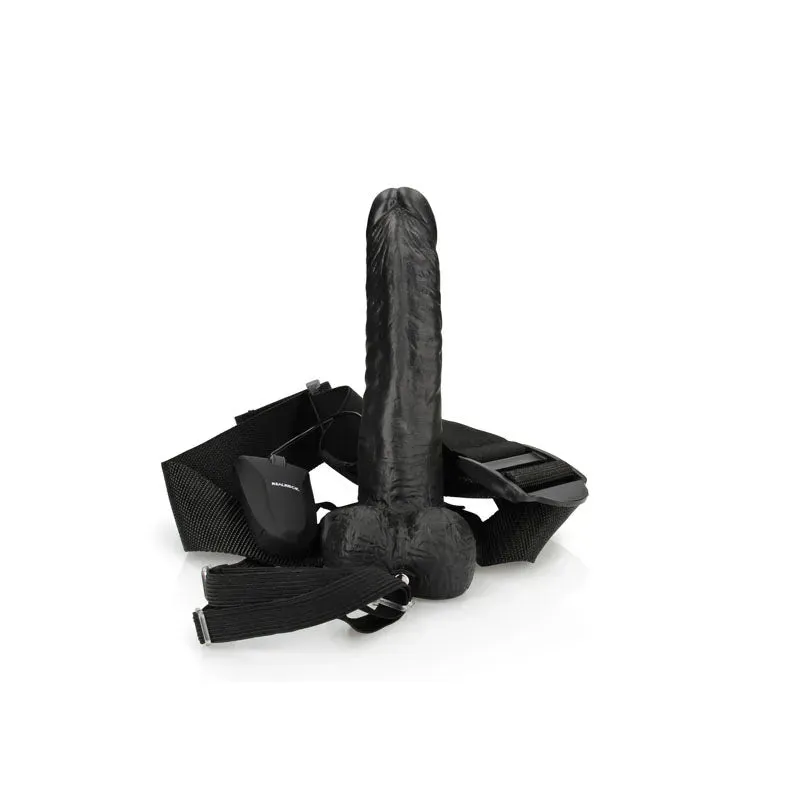 REALROCK Vibrating Hollow Strapon   Balls - 18cm  -  18 cm Vibrating Hollow Strap-On