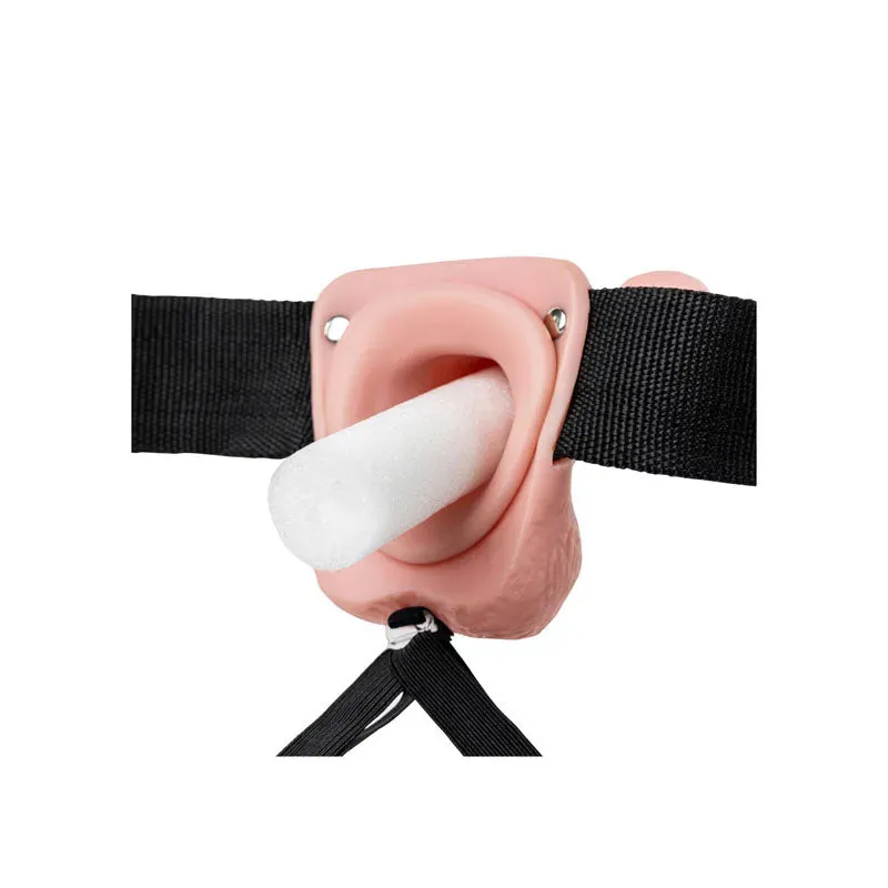 REALROCK Vibrating Hollow Strapon   Balls - 23cm  -  23 cm Vibrating Hollow Strap-On