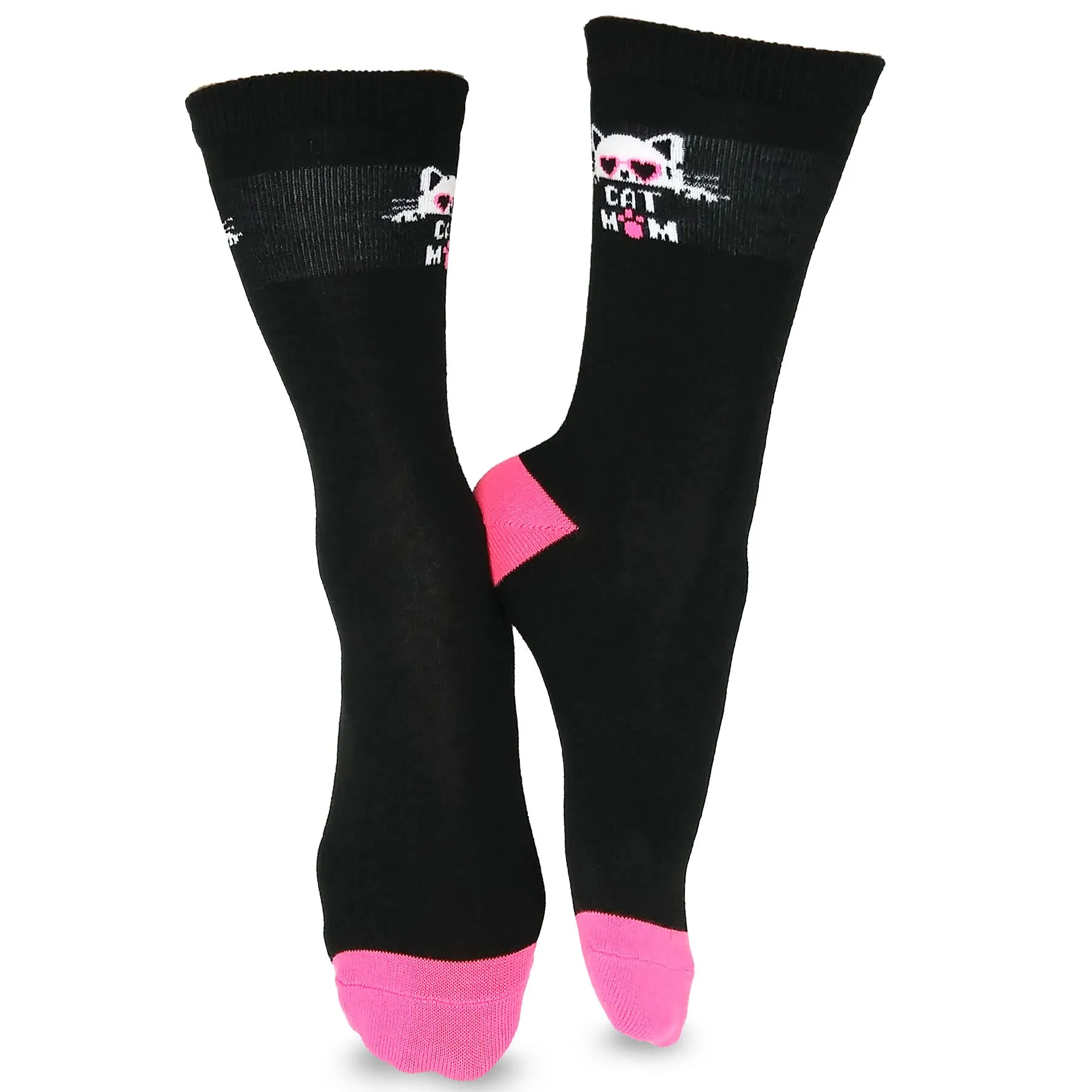 TeeHee Fun Dog and Cat Novelty Crew and Knee Hi Socks for Women and Men (N2116CAT)